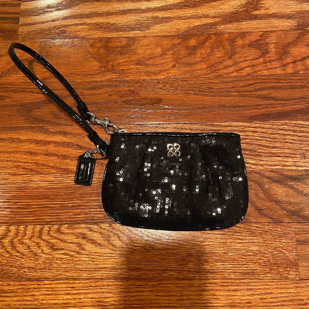 COACH BLACK SEQUINED COIN PURSE
